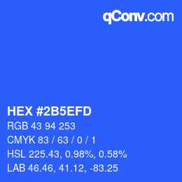颜色代码: HEX #2B5EFD | qconv.com