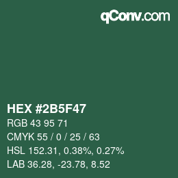 Farbcode: HEX #2B5F47 | qconv.com