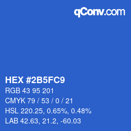 カラーコード: HEX #2B5FC9 | qconv.com