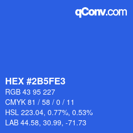 颜色代码: HEX #2B5FE3 | qconv.com
