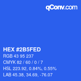 カラーコード: HEX #2B5FED | qconv.com