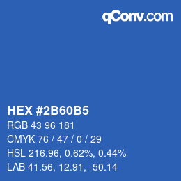 颜色代码: HEX #2B60B5 | qconv.com
