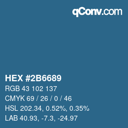 カラーコード: HEX #2B6689 | qconv.com