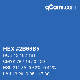 颜色代码: HEX #2B66B5 | qconv.com