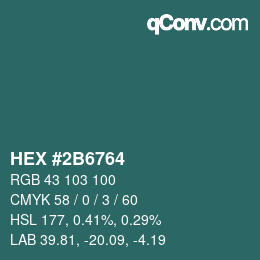 Código de color: HEX #2B6764 | qconv.com