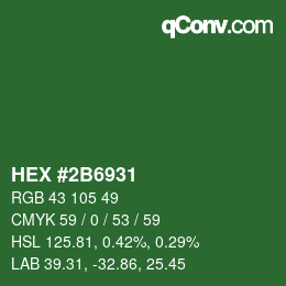 颜色代码: HEX #2B6931 | qconv.com