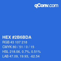 颜色代码: HEX #2B6BDA | qconv.com