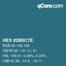 Color code: HEX #2B6C7E | qconv.com