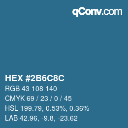 Color code: HEX #2B6C8C | qconv.com