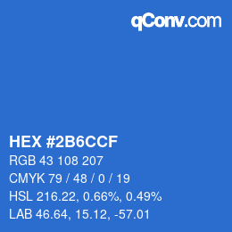 カラーコード: HEX #2B6CCF | qconv.com