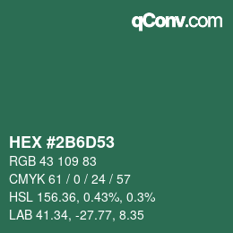 Color code: HEX #2B6D53 | qconv.com