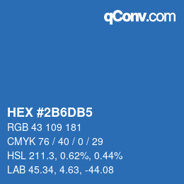 カラーコード: HEX #2B6DB5 | qconv.com