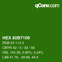 Farbcode: HEX #2B7109 | qconv.com