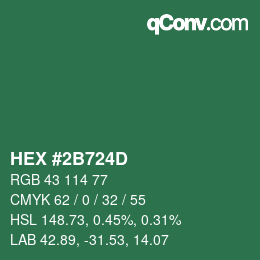 カラーコード: HEX #2B724D | qconv.com