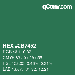 Color code: HEX #2B7452 | qconv.com