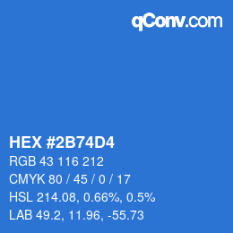 颜色代码: HEX #2B74D4 | qconv.com