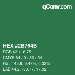 Color code: HEX #2B764B | qconv.com