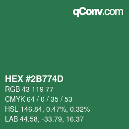 Color code: HEX #2B774D | qconv.com