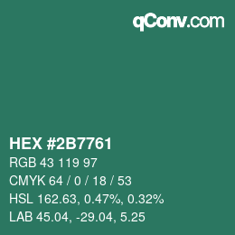 Color code: HEX #2B7761 | qconv.com