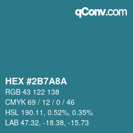 Code couleur: HEX #2B7A8A | qconv.com