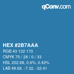 カラーコード: HEX #2B7AAA | qconv.com
