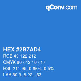 カラーコード: HEX #2B7AD4 | qconv.com