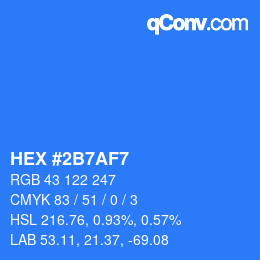 颜色代码: HEX #2B7AF7 | qconv.com
