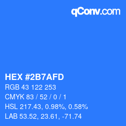 颜色代码: HEX #2B7AFD | qconv.com