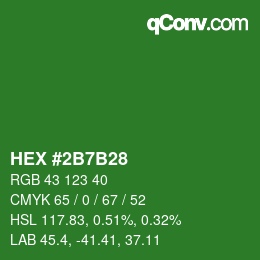 カラーコード: HEX #2B7B28 | qconv.com