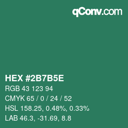 Color code: HEX #2B7B5E | qconv.com