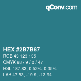 颜色代码: HEX #2B7B87 | qconv.com