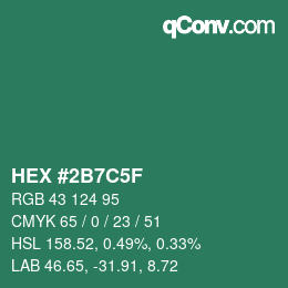 カラーコード: HEX #2B7C5F | qconv.com