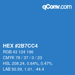 カラーコード: HEX #2B7CC4 | qconv.com