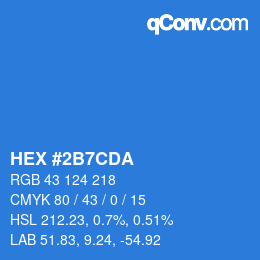 颜色代码: HEX #2B7CDA | qconv.com