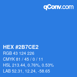 カラーコード: HEX #2B7CE2 | qconv.com