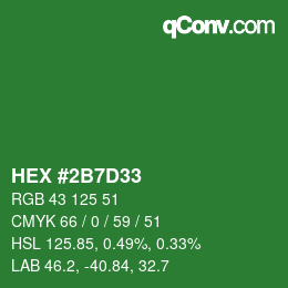カラーコード: HEX #2B7D33 | qconv.com