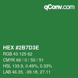 カラーコード: HEX #2B7D3E | qconv.com