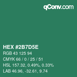 Farbcode: HEX #2B7D5E | qconv.com