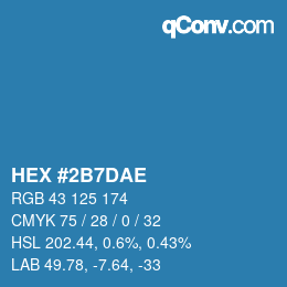 Color code: HEX #2B7DAE | qconv.com