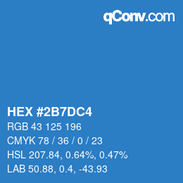 颜色代码: HEX #2B7DC4 | qconv.com