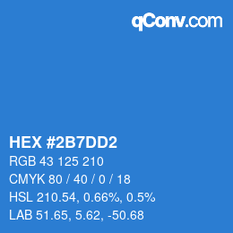 カラーコード: HEX #2B7DD2 | qconv.com