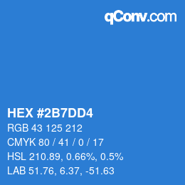 颜色代码: HEX #2B7DD4 | qconv.com