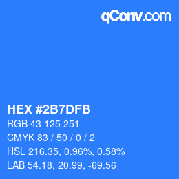 カラーコード: HEX #2B7DFB | qconv.com