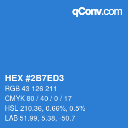 颜色代码: HEX #2B7ED3 | qconv.com