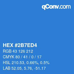 颜色代码: HEX #2B7ED4 | qconv.com