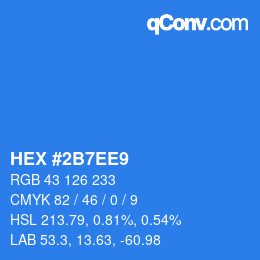 カラーコード: HEX #2B7EE9 | qconv.com