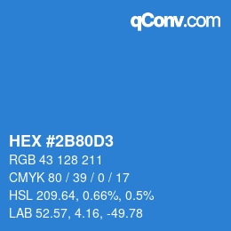 颜色代码: HEX #2B80D3 | qconv.com