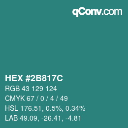 Color code: HEX #2B817C | qconv.com
