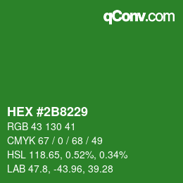 Color code: HEX #2B8229 | qconv.com