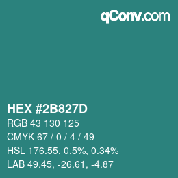 Color code: HEX #2B827D | qconv.com